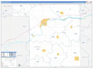 Henry County, OH Business Reference style ZIP Code wall map