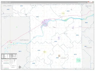 Henry County, OH Classic style ZIP Code wall map