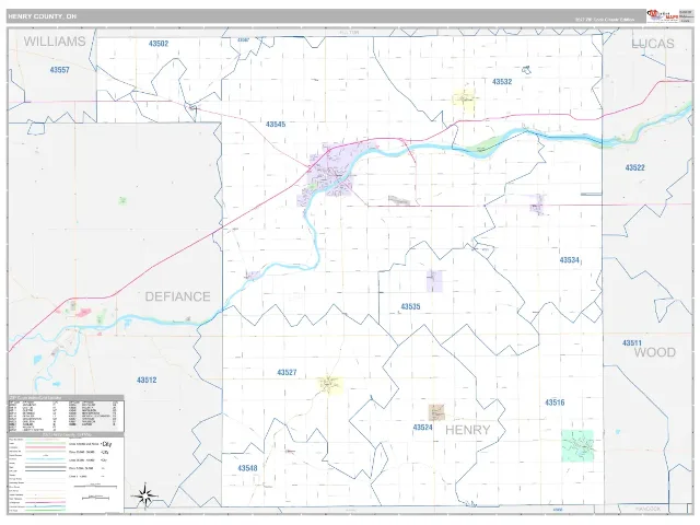 Henry County, OH ZIP Code Wall Map, Classic style