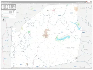 Highland County, OH Classic style ZIP Code wall map