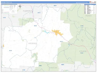 Hocking County, OH Business Reference style ZIP Code wall map