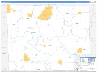 Huron County, OH Business Reference style ZIP Code wall map