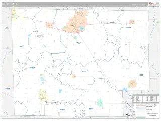Huron County, OH Classic style ZIP Code wall map