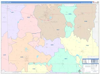 Huron County, OH ColorCast style ZIP Code wall map