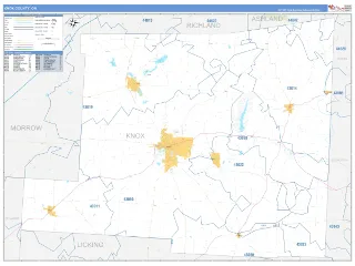 Knox County, OH Business Reference style ZIP Code wall map