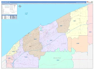 Lake County, OH ColorCast style ZIP Code wall map