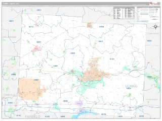 Licking County, OH Classic style ZIP Code wall map