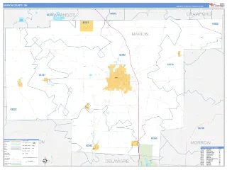 Marion County, OH Business Reference style ZIP Code wall map