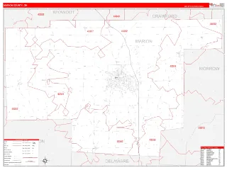 Marion County, OH RedLine style ZIP Code wall map