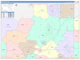 Medina County, OH ColorCast style ZIP Code wall map