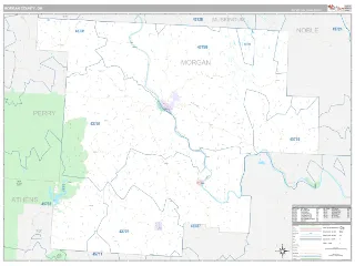 Morgan County, OH Classic style ZIP Code wall map