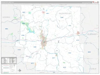 Muskingum County, OH Classic style ZIP Code wall map