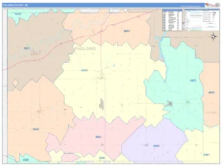Paulding County, OH ColorCast style ZIP Code wall map