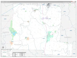 Pickaway County, OH Classic style ZIP Code wall map