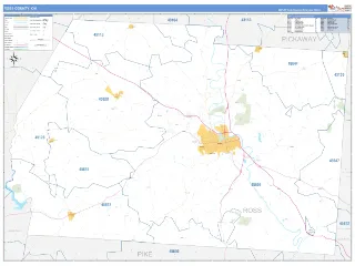 Ross County, OH Business Reference style ZIP Code wall map