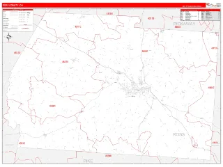 Ross County, OH RedLine style ZIP Code wall map