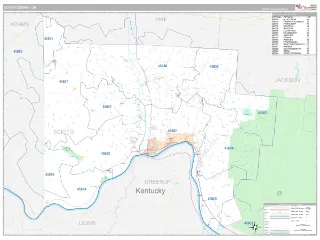 Scioto County, OH Classic style ZIP Code wall map