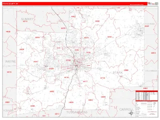 Stark County, OH RedLine style ZIP Code wall map