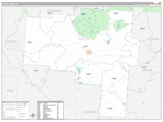 Vinton County, OH Classic style ZIP Code wall map
