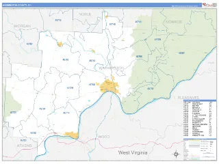 Washington County, OH Business Reference style ZIP Code wall map
