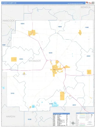 Wyandot County, OH Business Reference style ZIP Code wall map