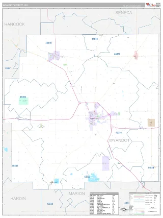 Wyandot County, OH Classic style ZIP Code wall map