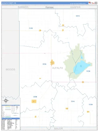 Alfalfa County, OK Business Reference style ZIP Code wall map