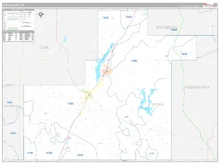 Atoka County, OK Classic style ZIP Code wall map
