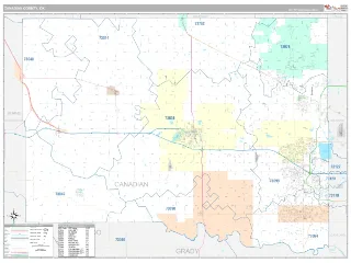 Canadian County, OK Classic style ZIP Code wall map