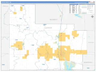 Carter County, OK Business Reference style ZIP Code wall map