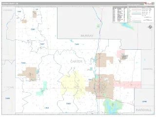 Carter County, OK Classic style ZIP Code wall map