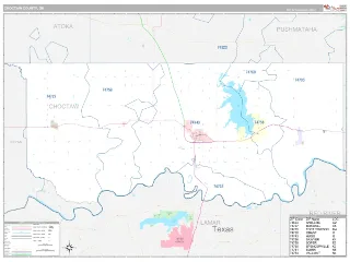 Choctaw County, OK Classic style ZIP Code wall map