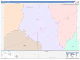 Cimarron County, OK ColorCast style ZIP Code wall map