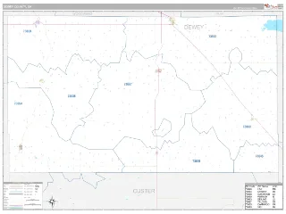 Dewey County, OK Classic style ZIP Code wall map