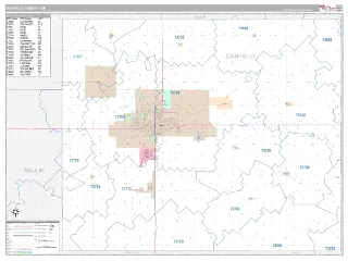 Garfield County, OK Classic style ZIP Code wall map