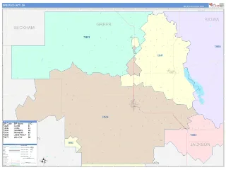 Greer County, OK ColorCast style ZIP Code wall map