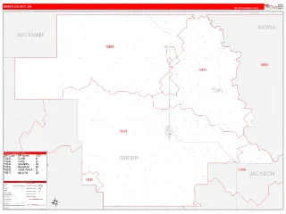 Greer County, OK RedLine style ZIP Code wall map