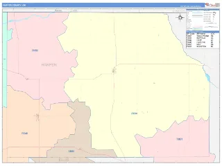Harper County, OK ColorCast style ZIP Code wall map