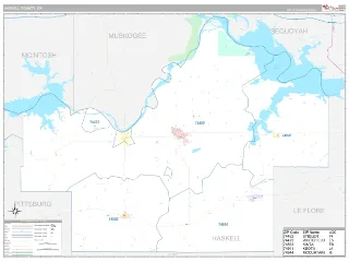 Haskell County, OK Classic style ZIP Code wall map