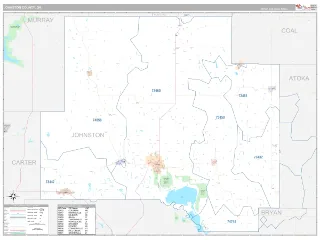 Johnston County, OK Classic style ZIP Code wall map