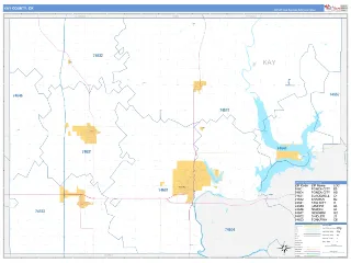Kay County, OK Business Reference style ZIP Code wall map