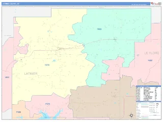 Latimer County, OK ColorCast style ZIP Code wall map