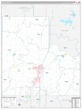 Logan County, OK Classic style ZIP Code wall map