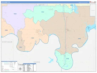 Love County, OK ColorCast style ZIP Code wall map