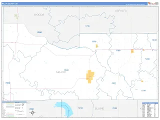 Major County, OK Business Reference style ZIP Code wall map