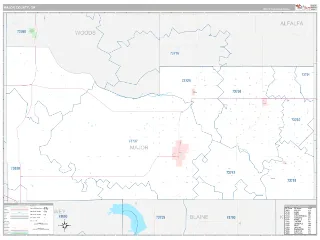 Major County, OK Classic style ZIP Code wall map