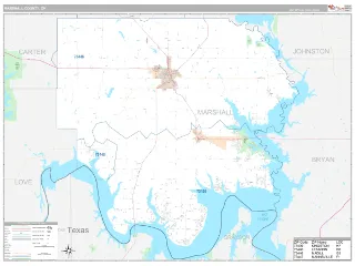 Marshall County, OK Classic style ZIP Code wall map