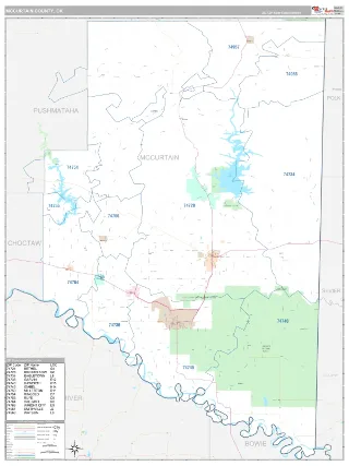 McCurtain County, OK Classic style ZIP Code wall map