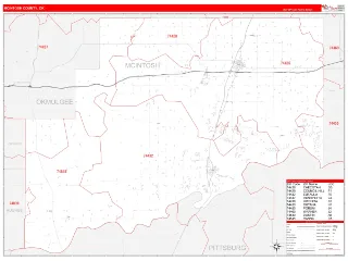 McIntosh County, OK RedLine style ZIP Code wall map