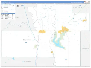 Murray County, OK Business Reference style ZIP Code wall map